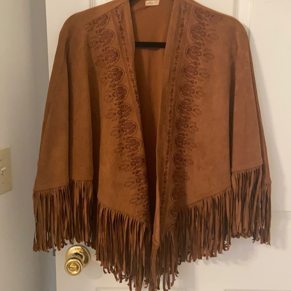 Hollister fringe poncho style shirt